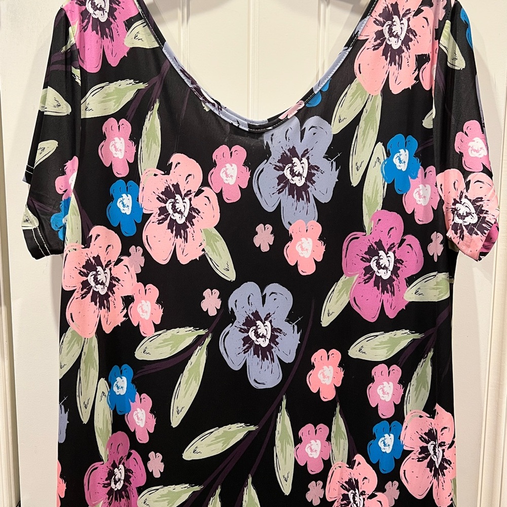 Beyond This Plane | Multicolor Floral Print Maxi Dress with Pockets Sz 1XL NWOT - Picture 6 of 6